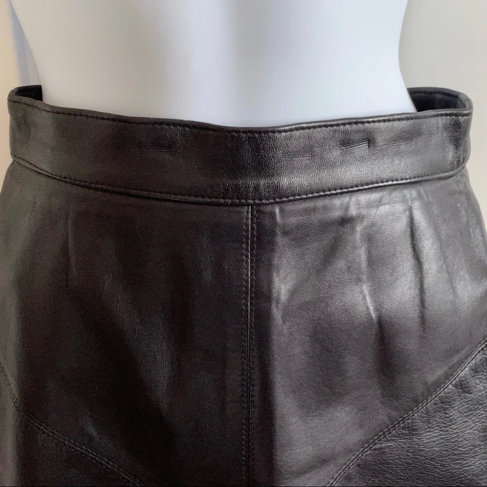 Star Leather Black Pencil Skirt. Fully lined. 🇺🇸 USA made! - Picture 3 of 6